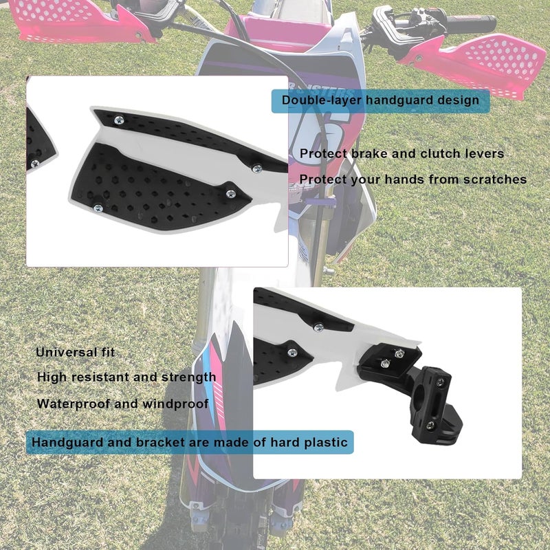 HAONEL Universal Dirt Bike Handguards 7/8" 22mm Plastic Motorcycle Handlebar Lever Hand Protector Accessories for Off-Road Motocross Enduro ATV Pit Bike(White and Black) - Image 2